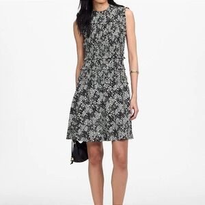 Madewell Smocked Crewneck‎ Mini Dress in Floral Black White Size 2 NWT NU575